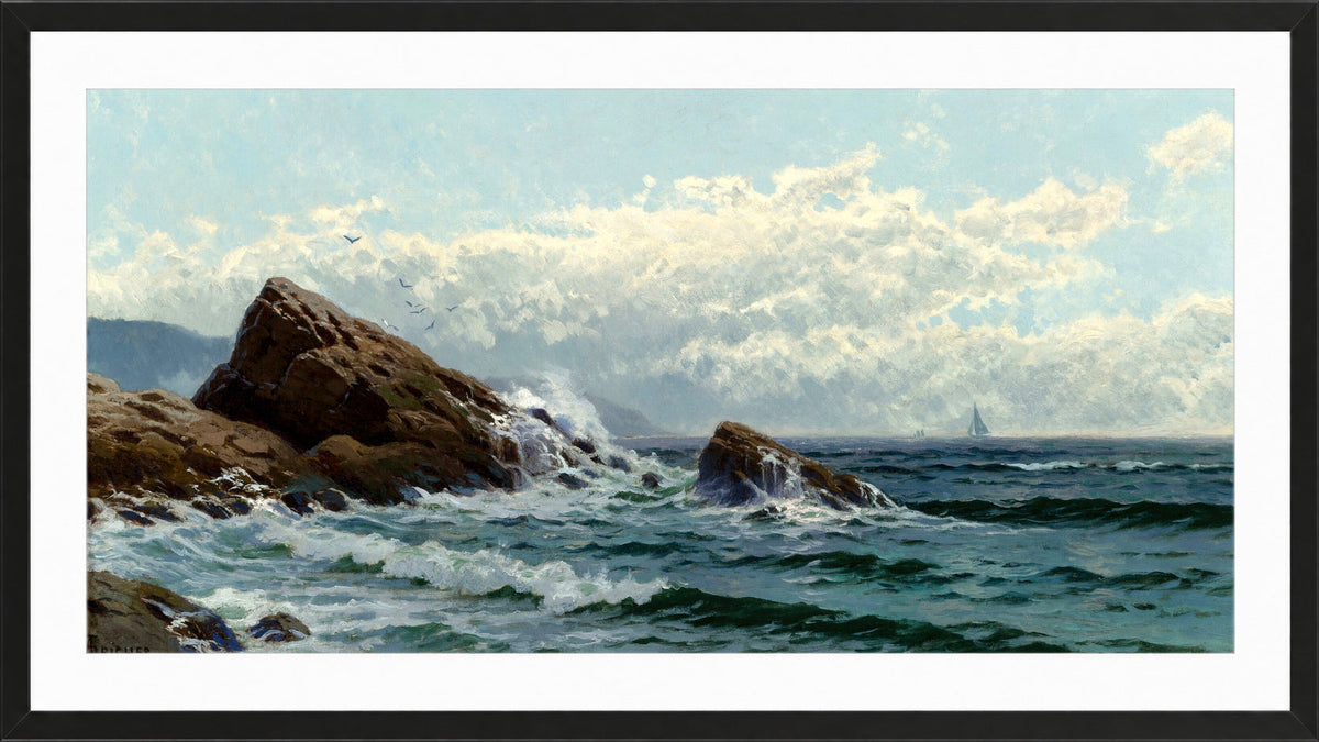 Alfred Thompson Bricher, Crashing Waves — black frame