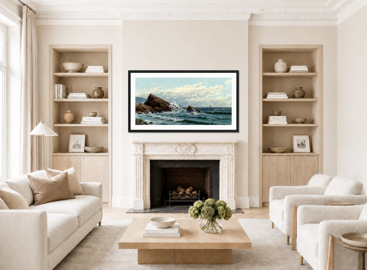 Alfred Thompson Bricher, Crashing Waves — living room roomset