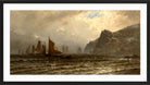 Alfred Thompson Bricher, Fishing Boats at Sea (1876–1877) — black frame