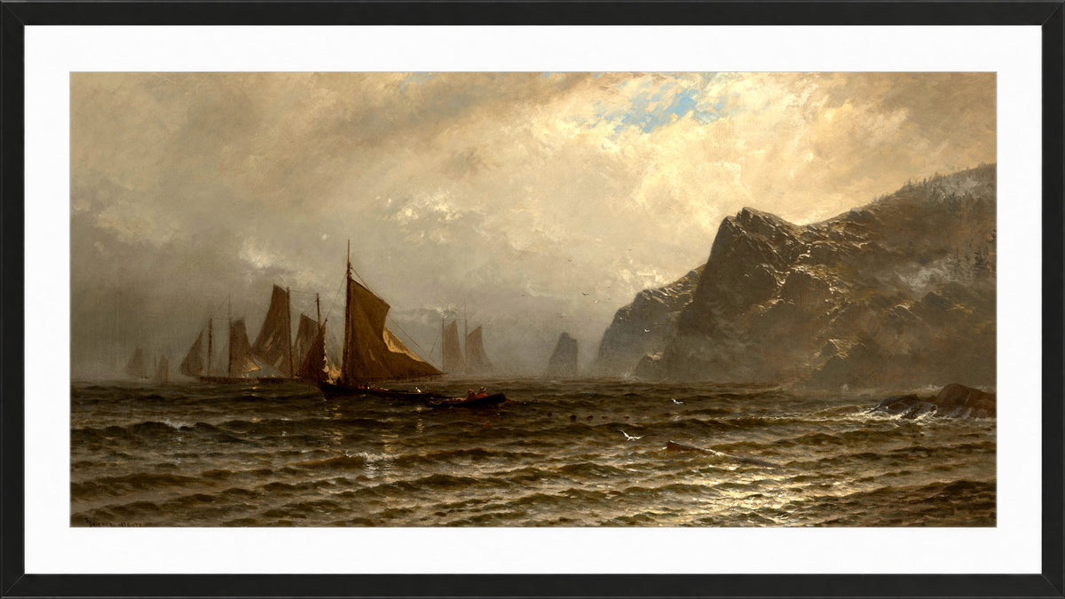 Alfred Thompson Bricher, Fishing Boats at Sea (1876–1877) — black frame