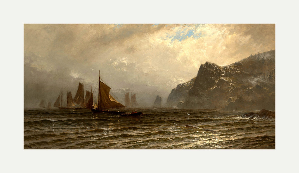 Alfred Thompson Bricher, Fishing Boats at Sea (1876–1877) — rolled canvas