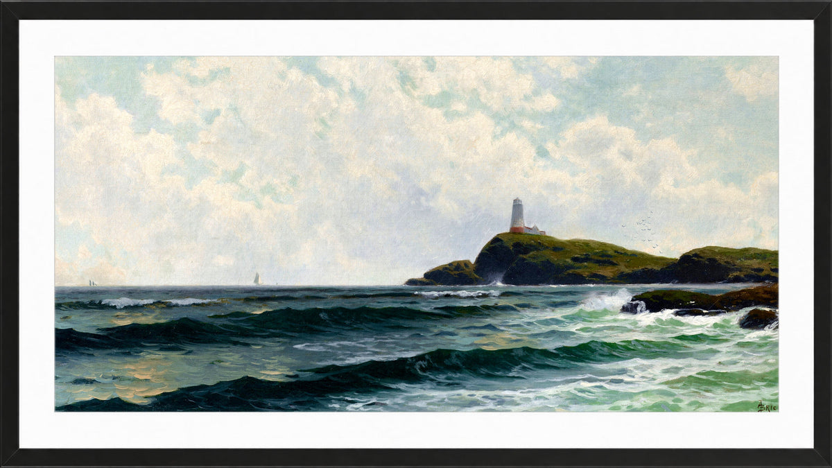 Alfred Thompson Bricher, Lighthouse by the Sea — black frame