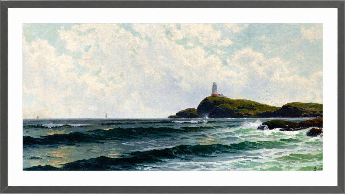 Alfred Thompson Bricher, Lighthouse by the Sea — dark grey frame