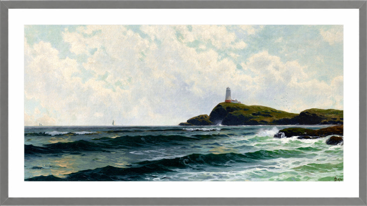 Alfred Thompson Bricher, Lighthouse by the Sea — light grey frame