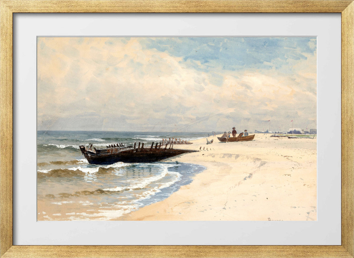 Alfred Thompson Bricher, Low Tide (1880) — gold frame