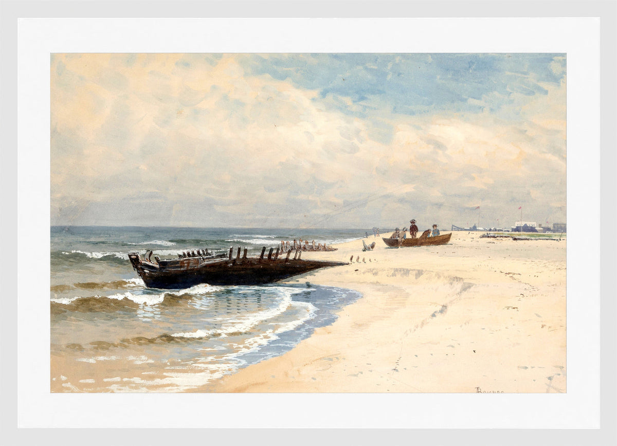Alfred Thompson Bricher, Low Tide (1880) — white frame