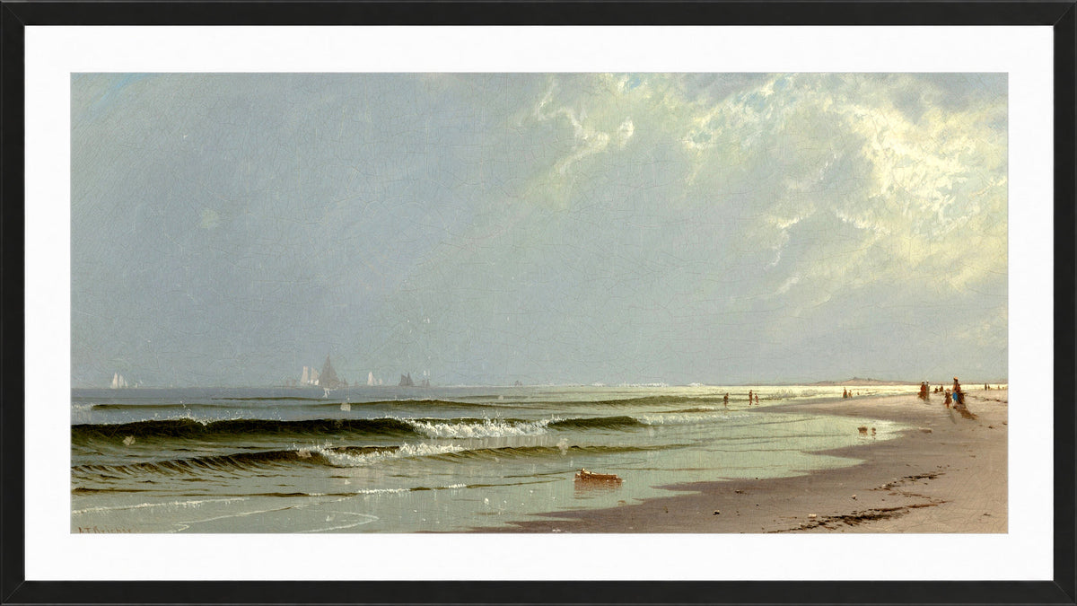 Alfred Thompson Bricher, Newport Beach (1872) — black frame