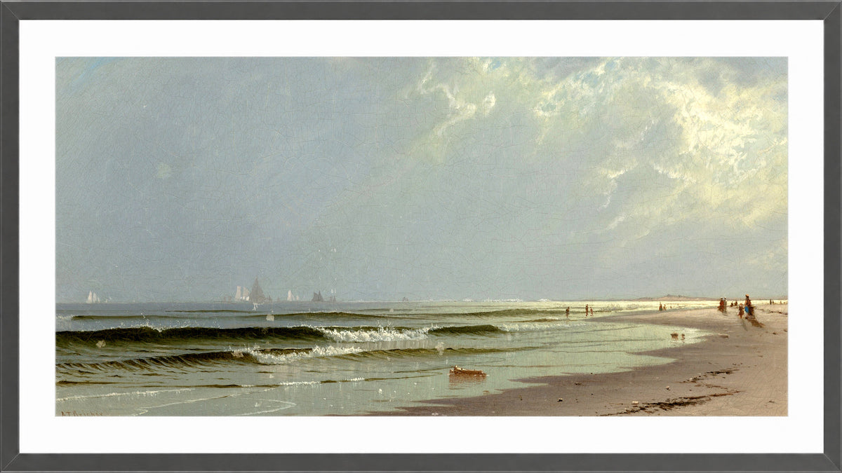 Alfred Thompson Bricher, Newport Beach (1872) — dark grey frame