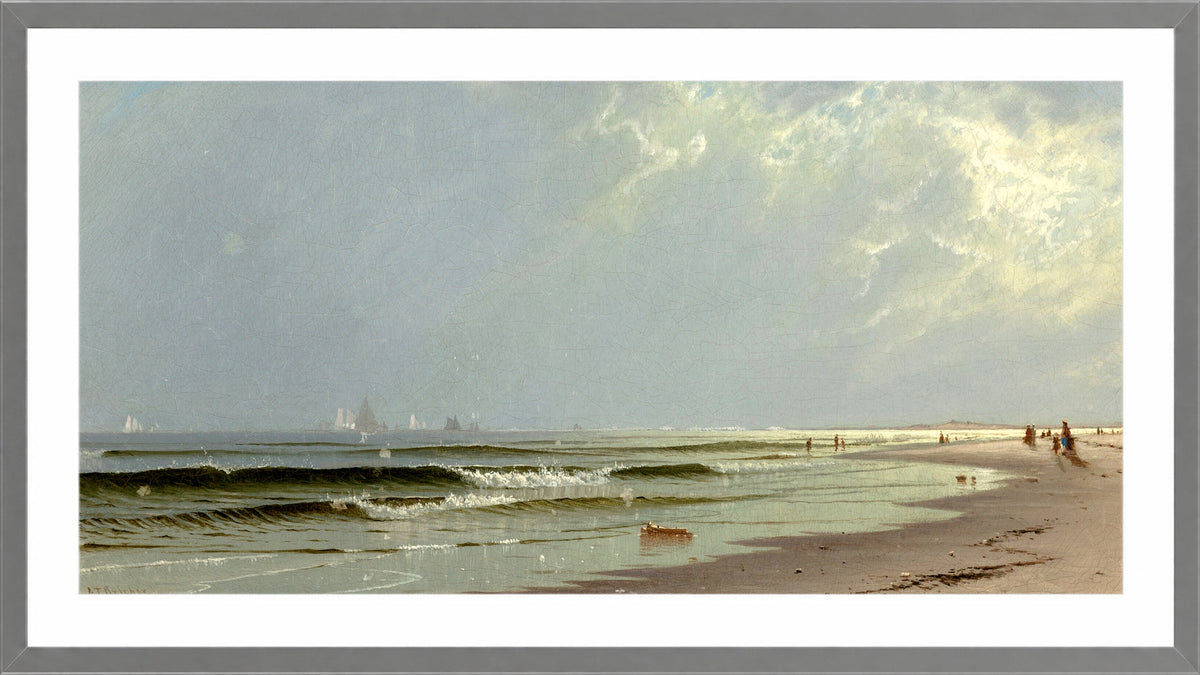Alfred Thompson Bricher, Newport Beach (1872) — light grey frame