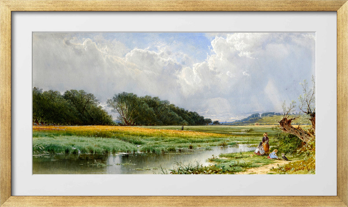 Alfred Thompson Bricher, On the Meadows of Old Newburyport (1873) — gold frame