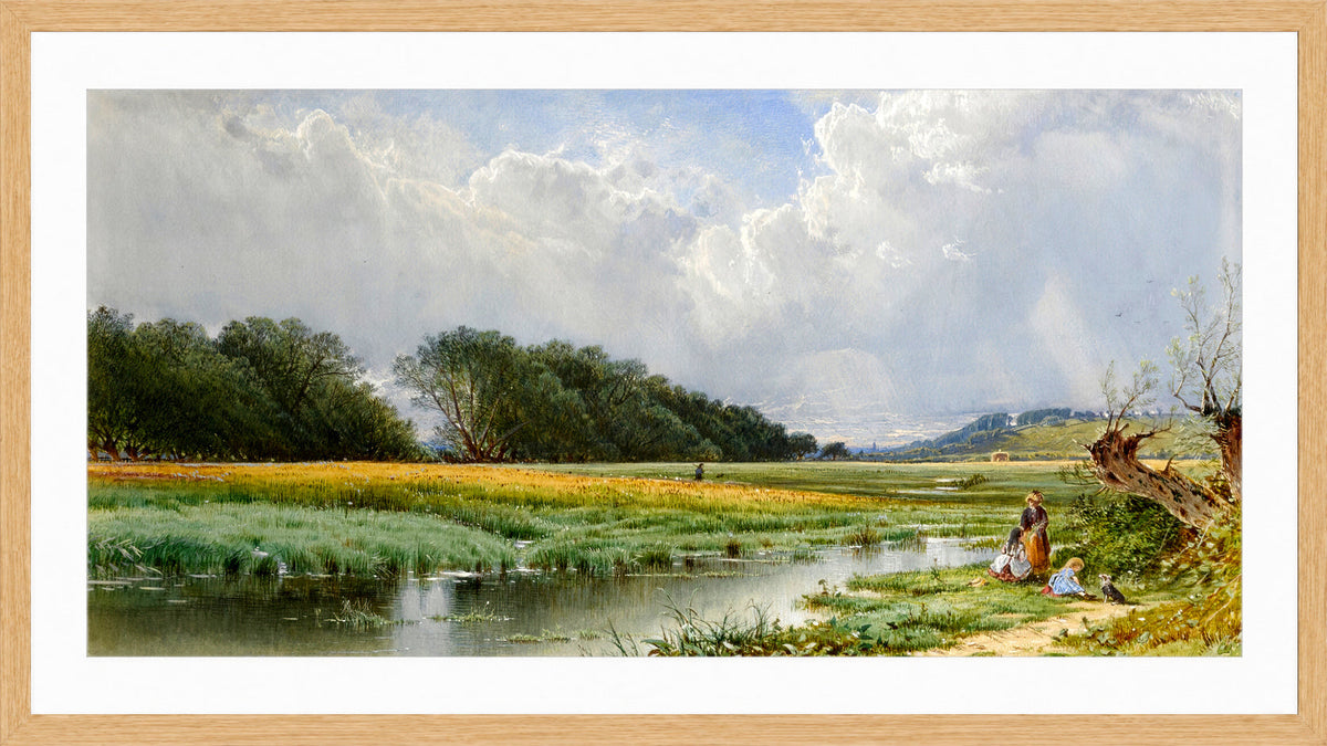 Alfred Thompson Bricher, On the Meadows of Old Newburyport (1873) — oak frame
