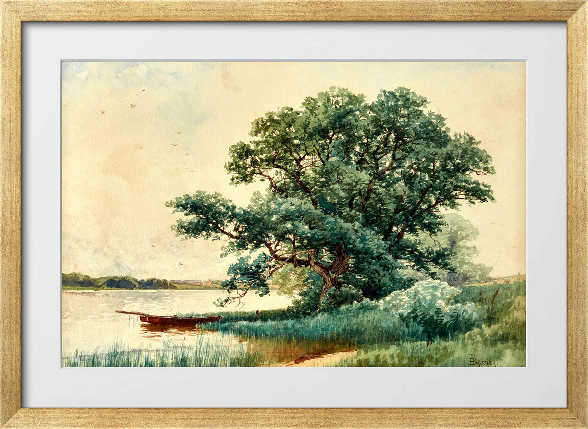 Alfred Thompson Bricher, Punt on a River — gold frame