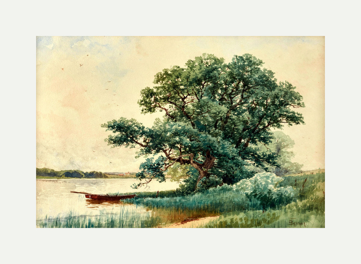 Alfred Thompson Bricher, Punt on a River — rolled canvas