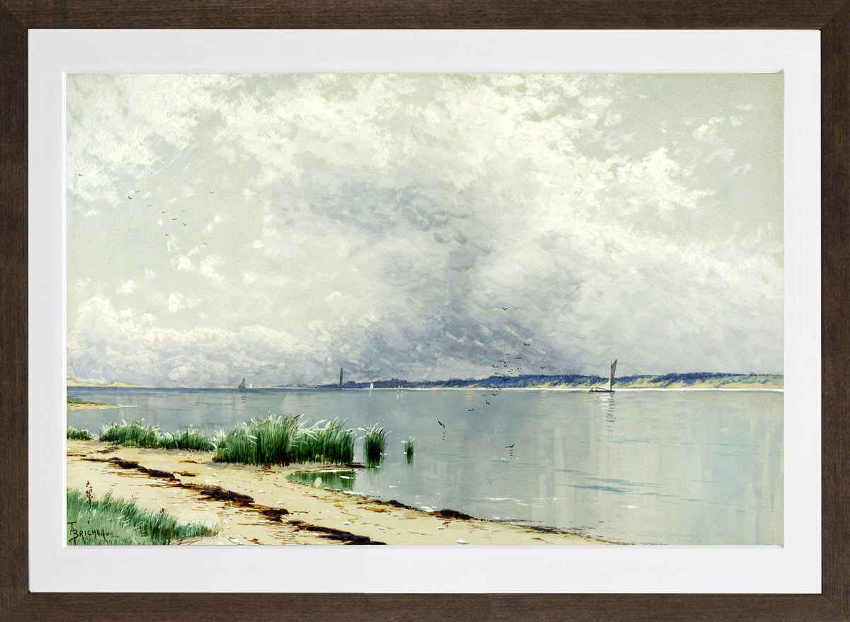 Alfred Thompson Bricher, Reflected Reeds (circa 1875) — brown frame