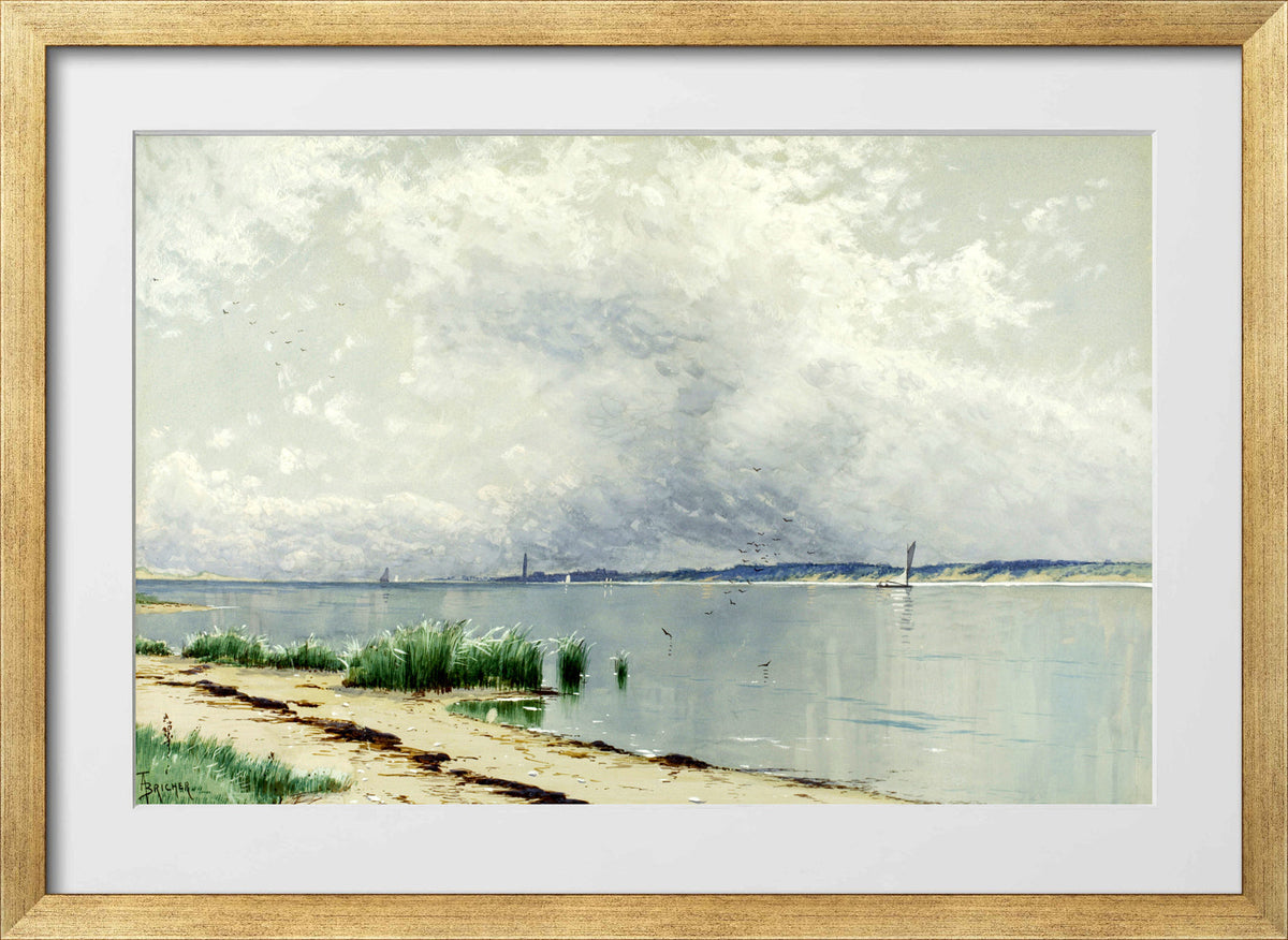 Alfred Thompson Bricher, Reflected Reeds (circa 1875) — gold frame
