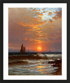 Alfred Thompson Bricher, Sailboats at Sunset — black frame