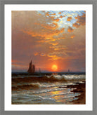 Alfred Thompson Bricher, Sailboats at Sunset — light grey frame