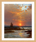 Alfred Thompson Bricher, Sailboats at Sunset — oak frame