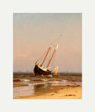 Alfred Thompson Bricher, Seascape, Beached Boat (Ashore on Salisbury Beach) (1872) — rolled canvas