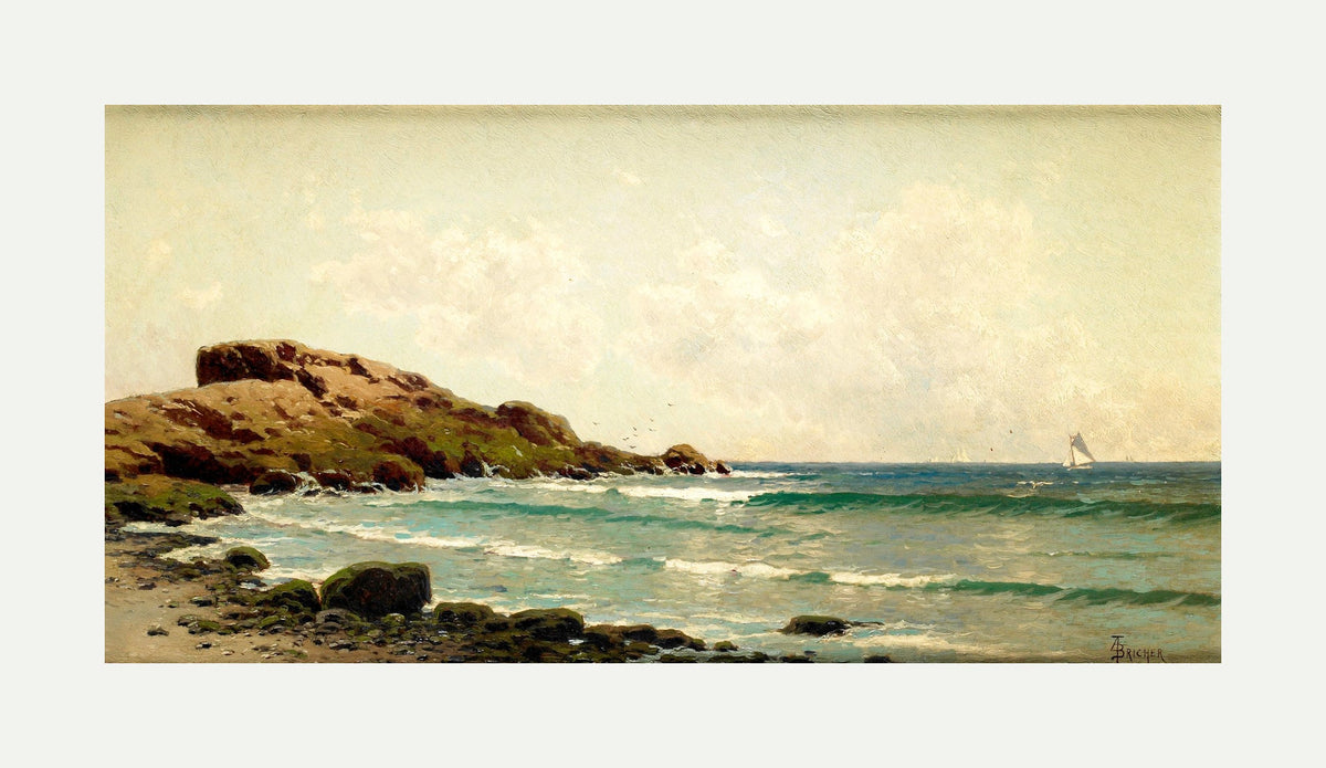 Alfred Thompson Bricher, Seascape (View near Newport, Rhode Island, off Bristol, Rhode Island) (circa 1885) — rolled canvas