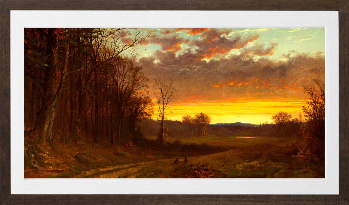 Alfred Thompson Bricher, Twilight in the Wilderness (1865) — brown frame