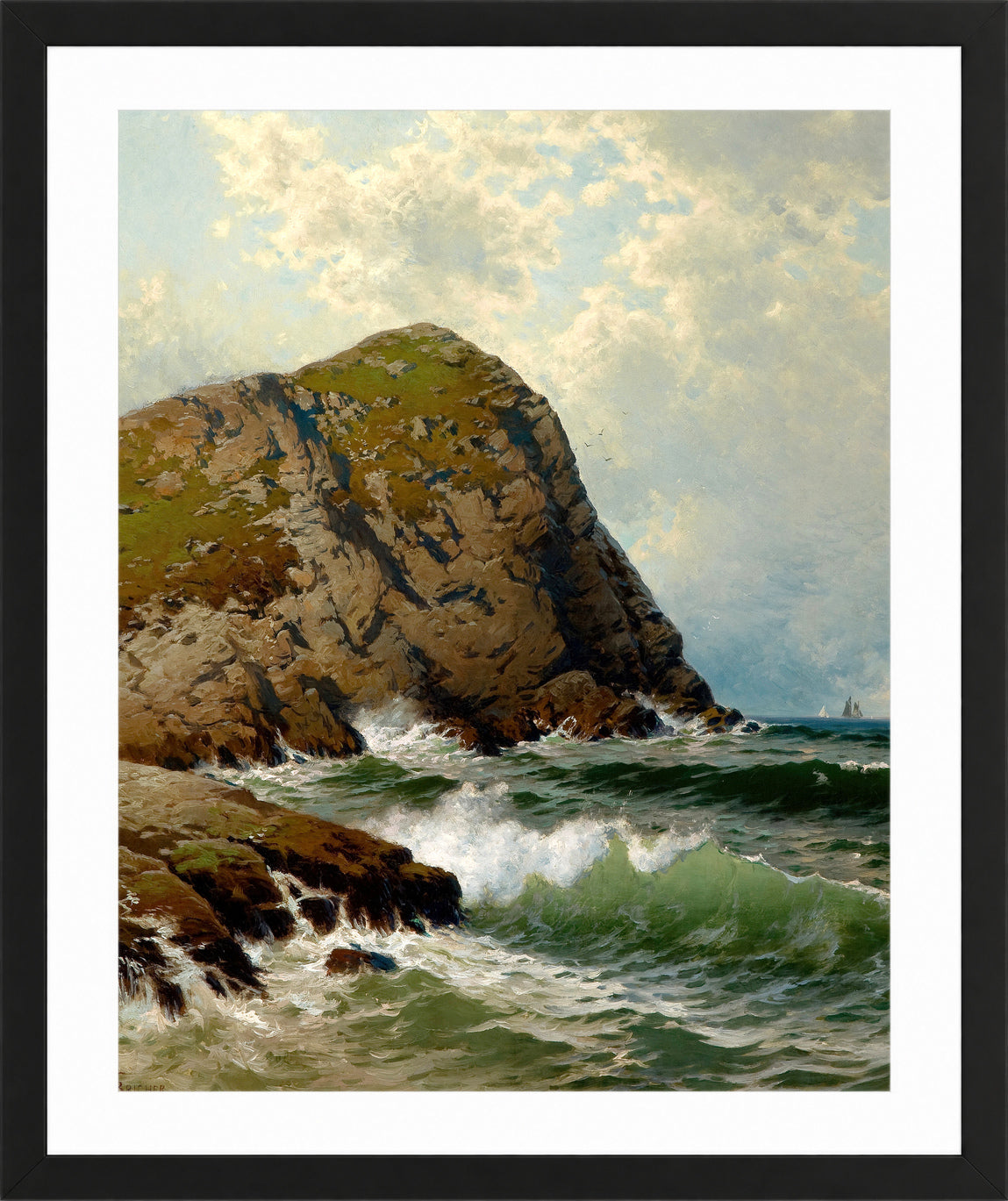 Alfred Thompson Bricher, White Head, Monhegan — black frame