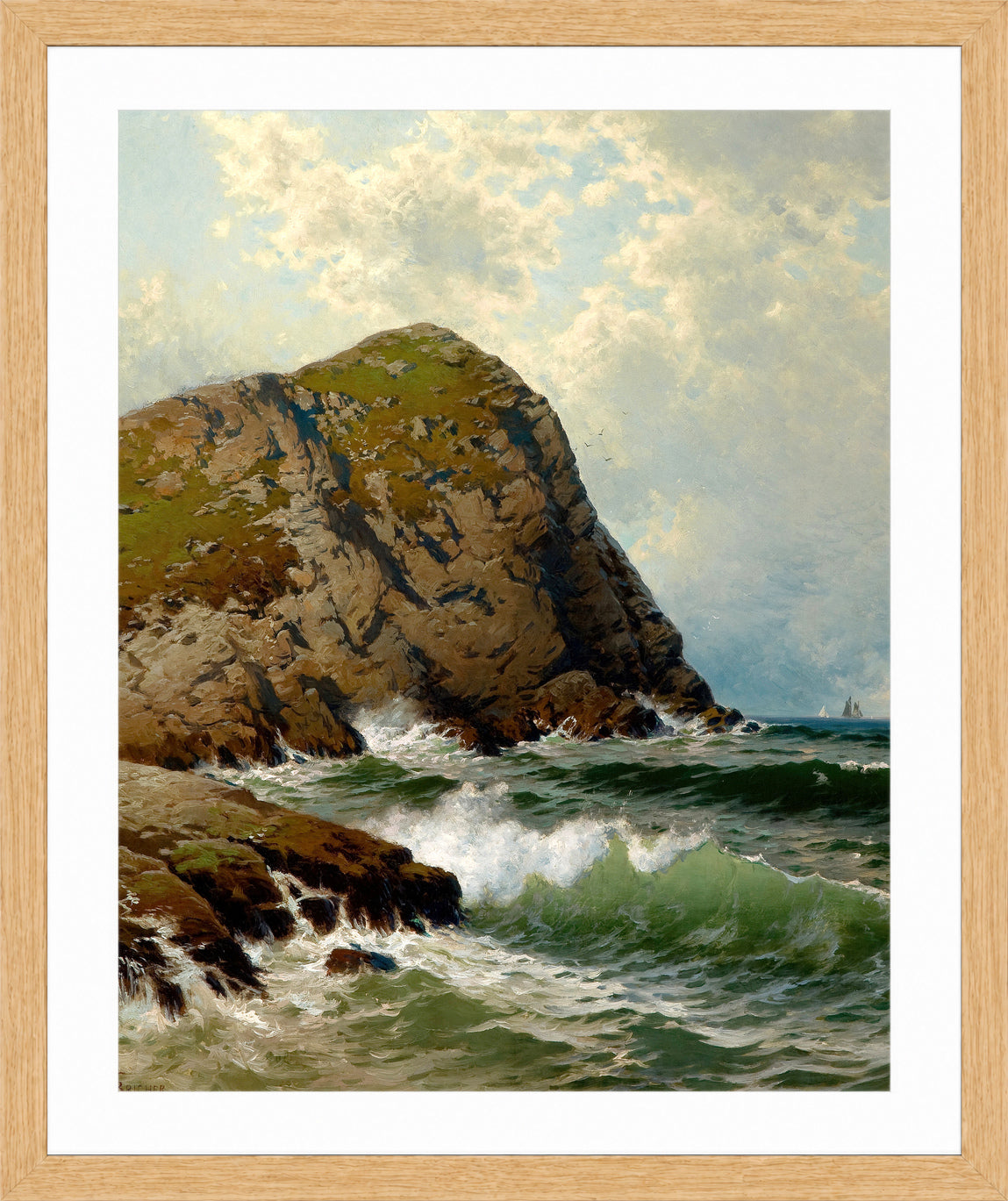 Alfred Thompson Bricher, White Head, Monhegan — oak frame