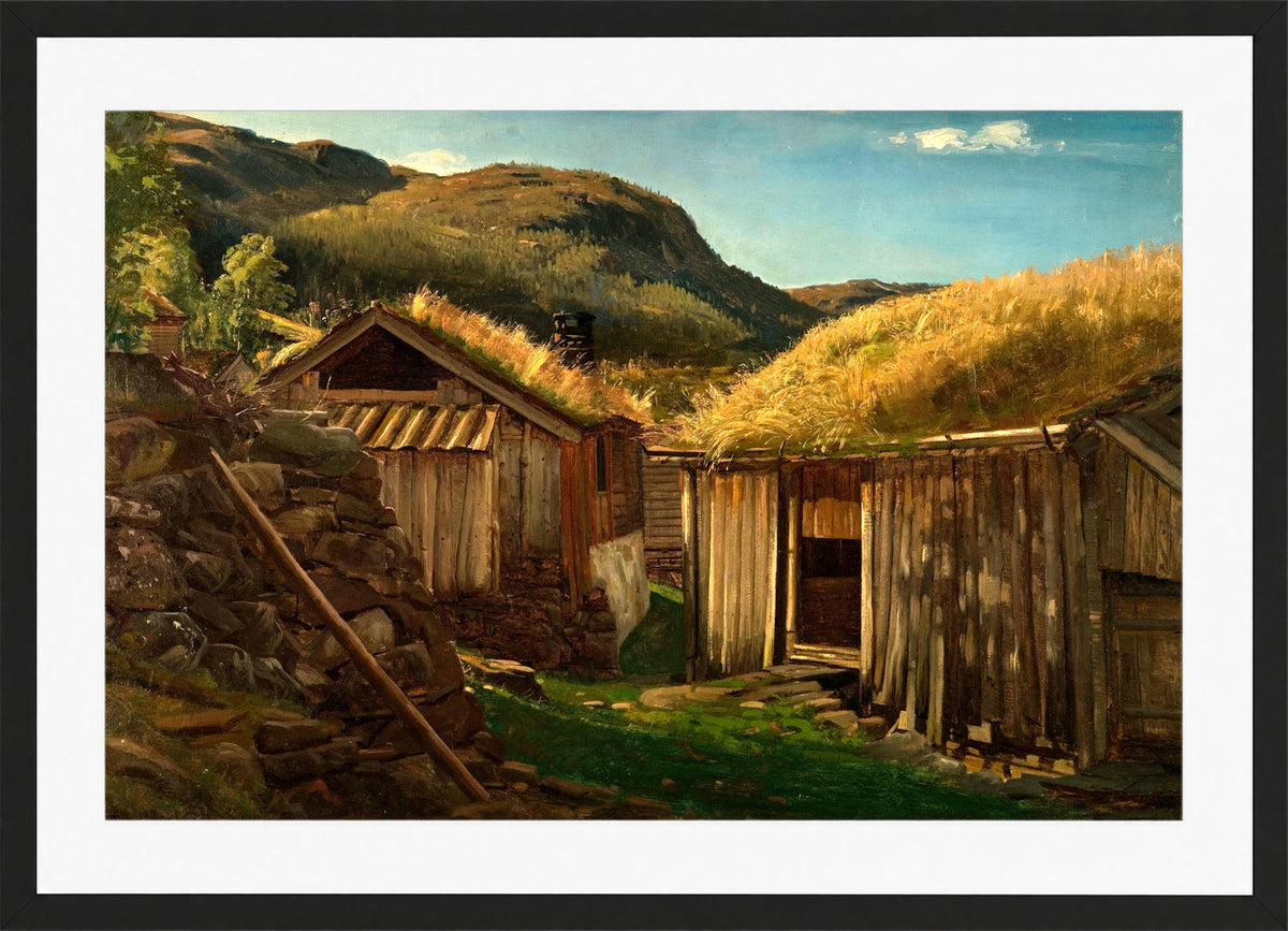 Amaldus Nielsen Print, Aarhus, Suldal, Ryfylke (1864) in a black frame