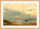 Amaldus Nielsen Print, Aften, Arisholmen (1874) in a light oak frame