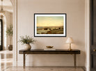Amaldus Nielsen Print, Aften ved Nærland, Jæren (1894) displayed above a console table
