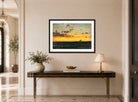 Amaldus Nielsen Print, Aftenhimmel (1900) displayed above a console table