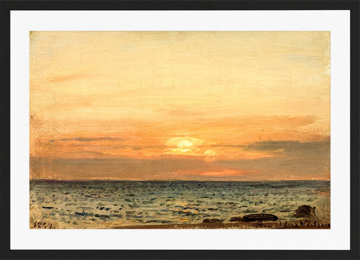 Amaldus Nielsen Print, Aftenstemning (1894) in a black frame
