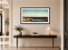 Amaldus Nielsen Print, Bris, Jæren (1892) displayed above a console table
