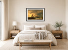 Amaldus Nielsen Print, Den første komposisjon (1859) displayed above a bed