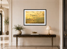 Amaldus Nielsen Print, Etter solnedgang (1889) displayed above a console table