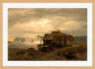 Amaldus Nielsen Print, Fiskerhytter, Kinn (1868) in a light oak frame