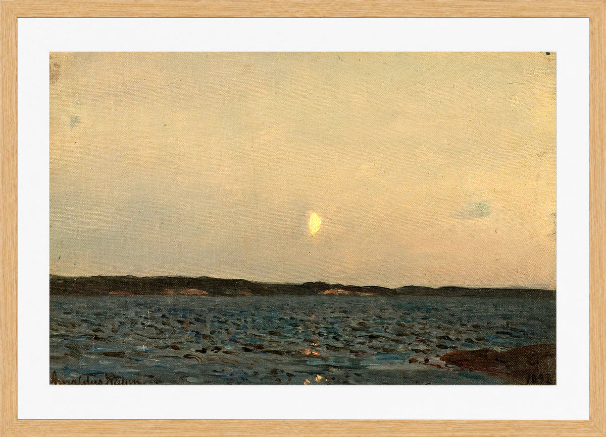 Amaldus Nielsen Print, Fjordstudie (1898) in a light oak frame