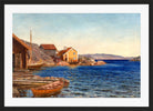 Amaldus Nielsen Print, Formiddag i Ny-Hellesund (1891) in a black frame