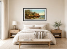 Amaldus Nielsen Print, Fra Aaviken (1858) displayed above a bed