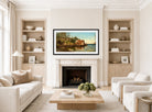 Amaldus Nielsen Print, Fra Aaviken (1858) displayed in a Scandinavian living room