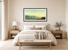 Amaldus Nielsen Print, Fra Bømmelfjord (1924) displayed above a bed