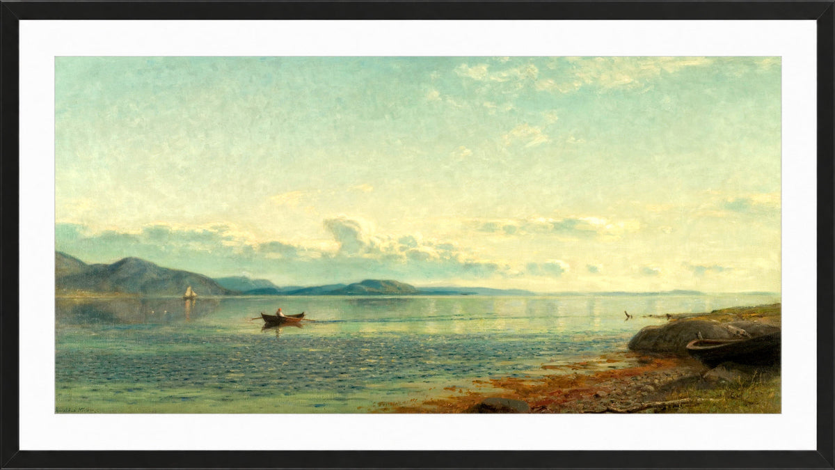 Amaldus Nielsen Print, Fra Bømmelfjord (1924) in a black frame