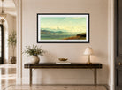 Amaldus Nielsen Print, Fra Bømmelfjord (1924) displayed above a console table