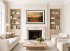 Amaldus Nielsen Print, Fra Balestrand (1865) displayed in a Scandinavian living room