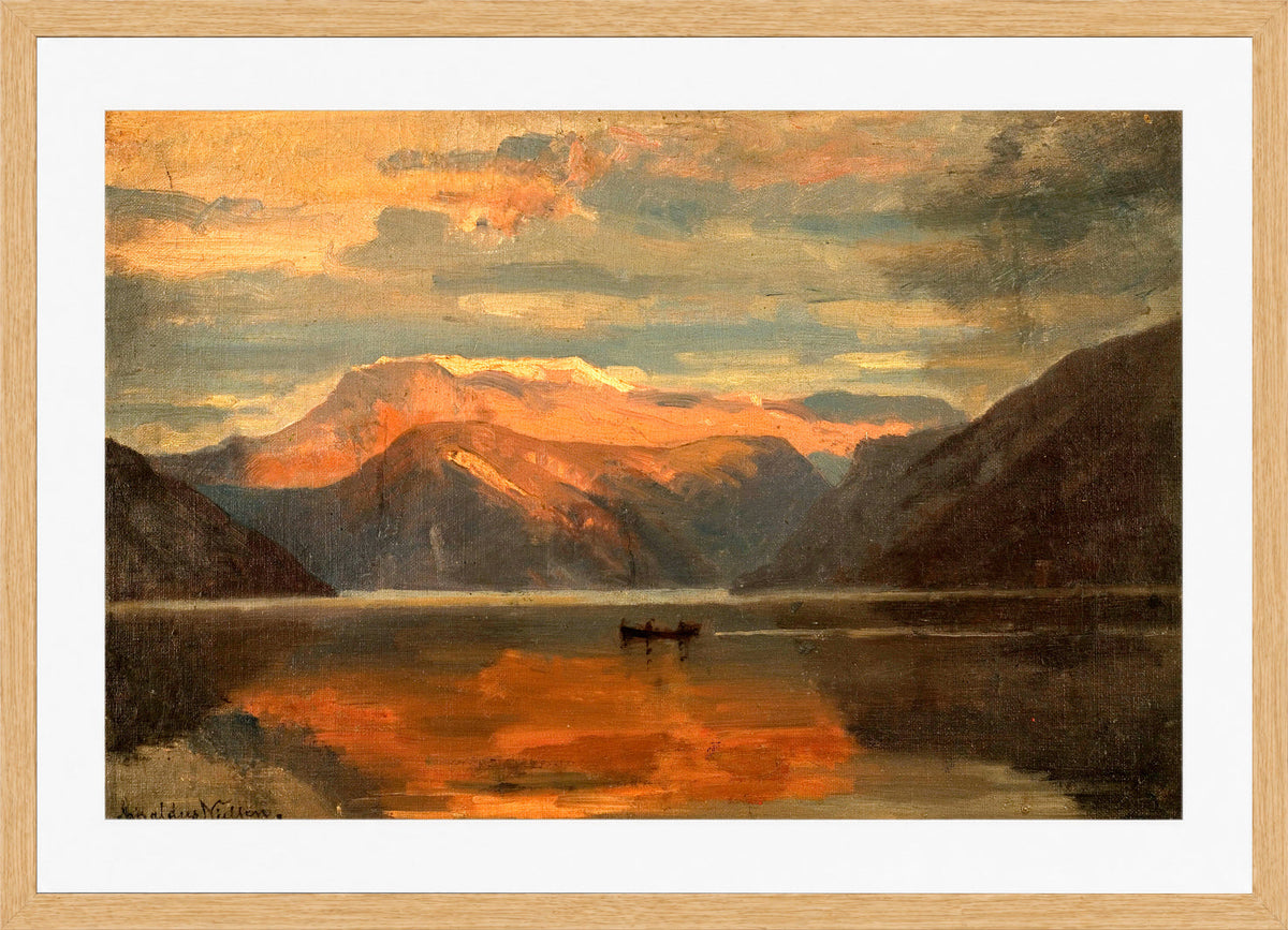 Amaldus Nielsen Print, Fra Balestrand (1865) in a light oak frame