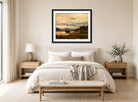 Amaldus Nielsen Print, Fra Balestrand (1866) displayed above a bed