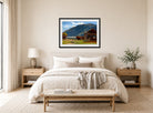 Amaldus Nielsen Print, Fra Eide, Hardanger (1865) displayed above a bed