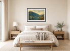 Amaldus Nielsen Print, Fra Fjærland (1877) displayed above a bed