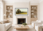 Amaldus Nielsen Print, Fra Frøen, Vestre Aker (1872) displayed in a Scandinavian living room
