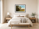Amaldus Nielsen Print, Fra Frognerkilen (1866) displayed above a bed